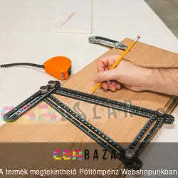 Fém négyoldalú vonalzó, szögmásoló - 31 x 18 cm