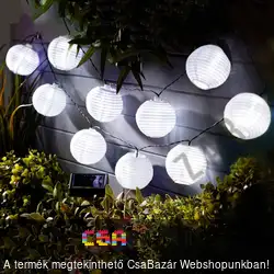 Szolár lampion fényfüzér 10 db fehér - hidegfehér LED - 3,7 m
